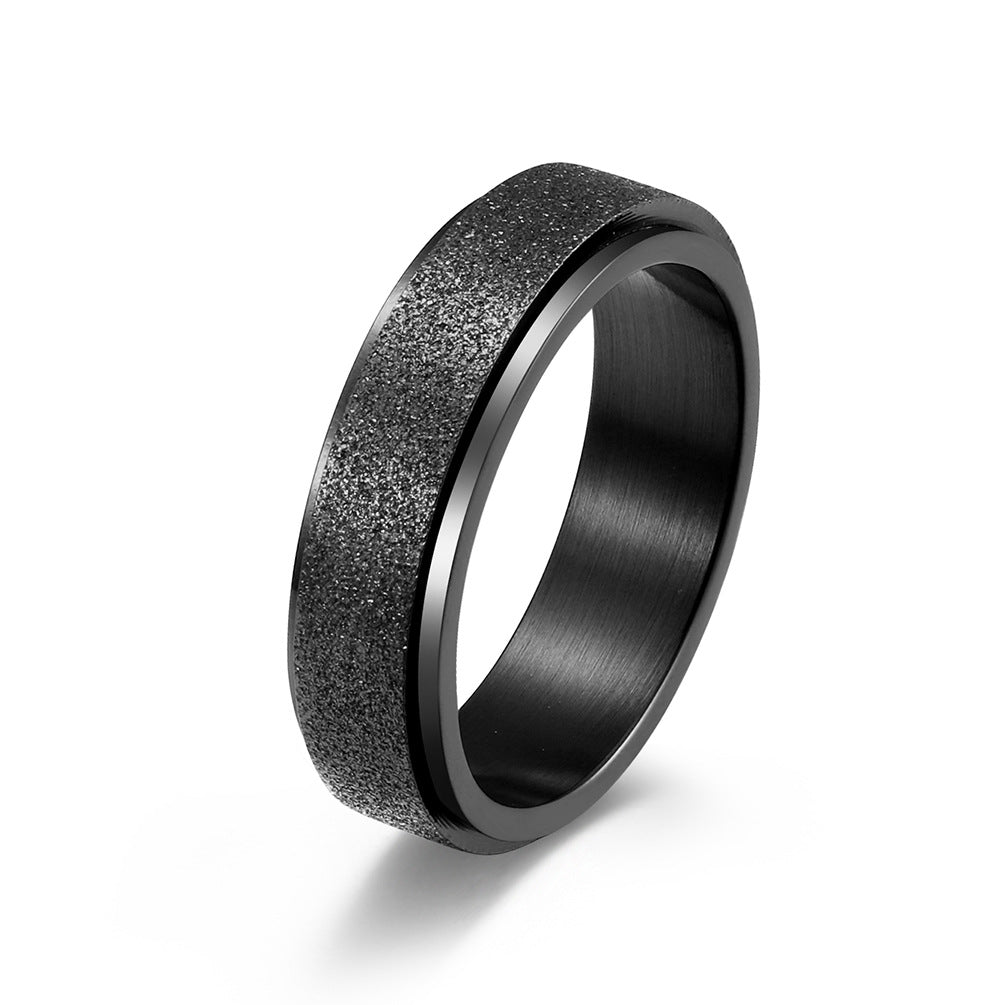 Wholesale Unisex simple frosted pearl sand rotatable titanium steel ring
